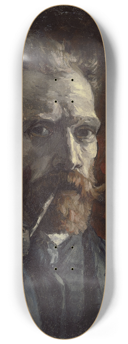 Vincent van Gogh - Self-portrait with pipe 8.25 inch art skate deck