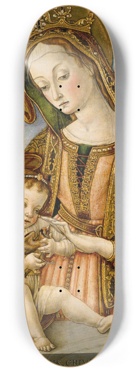 Vittore Crivelli - Madonna and Child with Two Angels 8.25 inch art skate deck