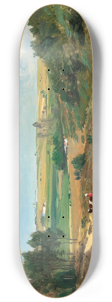 Vladmir Donatovitch Orlovsky - A vast landscape, in the background a village 8.25 inch art skate deck