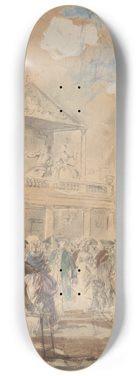 Augustin de Saint-Aubin - Parade (A Theatrical Procession in Paris) 8.25 inch art skate deck