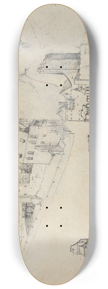 Augustin Hirschvogel - Hilltop Castles 8.25 inch art skate deck