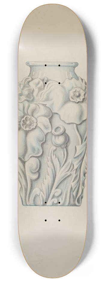 Wellington Blewett - Milk Glass Vase 8.25 inch art skate deck