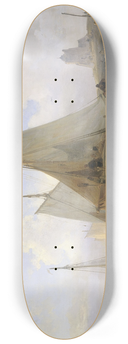 Wijnand Nuijen - Fishing Boats on the Beach with Fishermen and Women Sorting the Catch 8.25 inch art skate deck