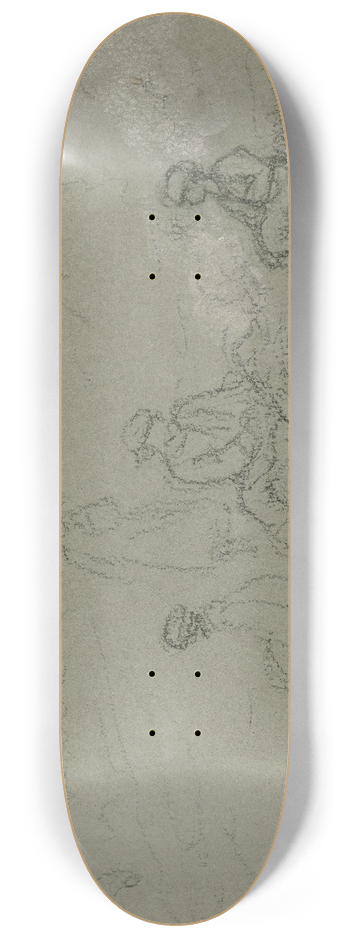 Wilhelm Amandus Beer - Group at a bonfire 8.25 inch art skate deck