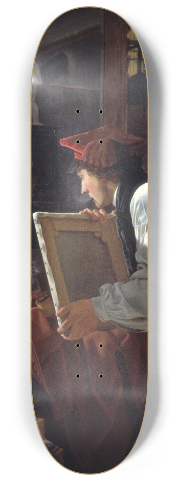 Wilhelm Bendz - A Young Artist (Ditlev Blunck) Examining a Sketch in a Mirror 8.25 inch art skate deck