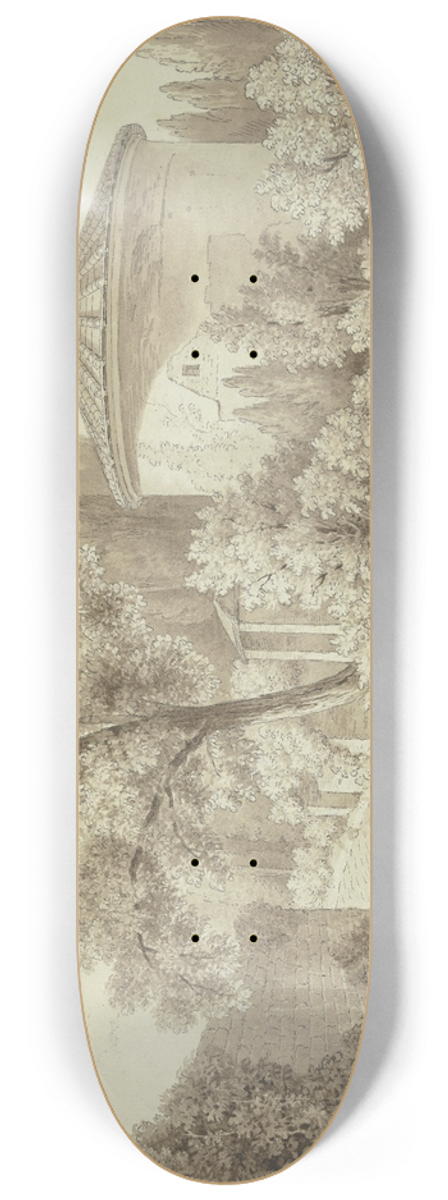 Wilhelm Friedrich Gmelin - Antiker Tempel an der Via Appia bei Ariccia 8.25 inch art skate deck