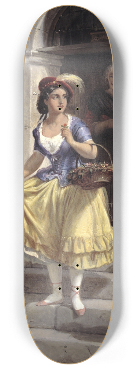 Wilhelm Marstrand - An Italian Woman in the Way to the Carnival 8.25 inch art skate deck