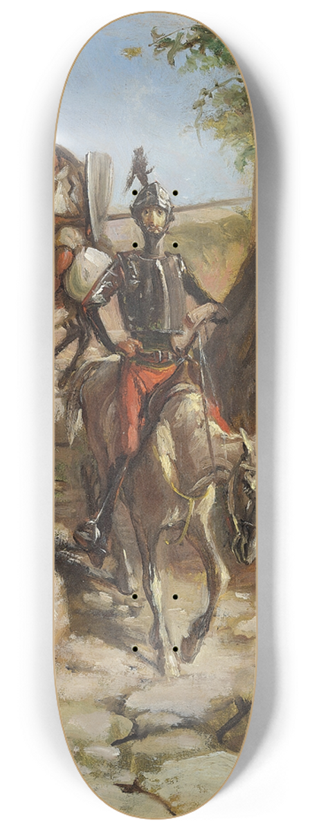 Wilhelm Marstrand - Don Quixote og Sancho Pancha kommer hjem fra de sorte bjerge 8.25 inch art skate deck