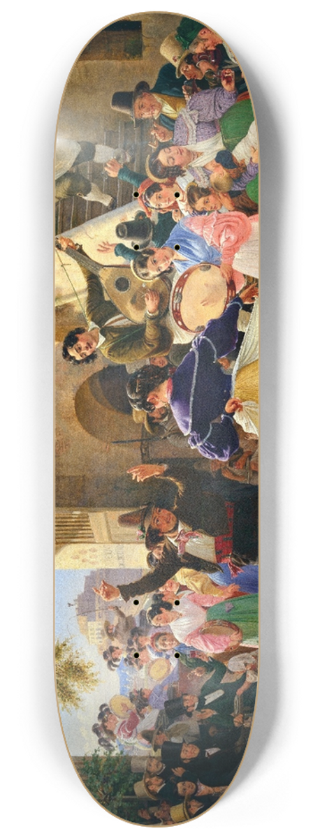 Wilhelm Marstrand - Romans Gathered for Merriment at an Osteria 8.25 inch art skate deck