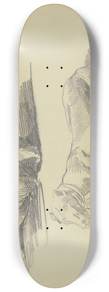 Wilhelm Trbner - Studienblatt; Die Dogge Csar, liegend nach links 8.25 inch art skate deck
