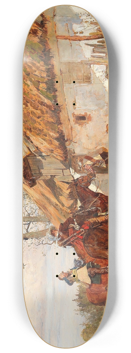 Wilhelm Velten - Resting by the Barn 8.25 inch art skate deck