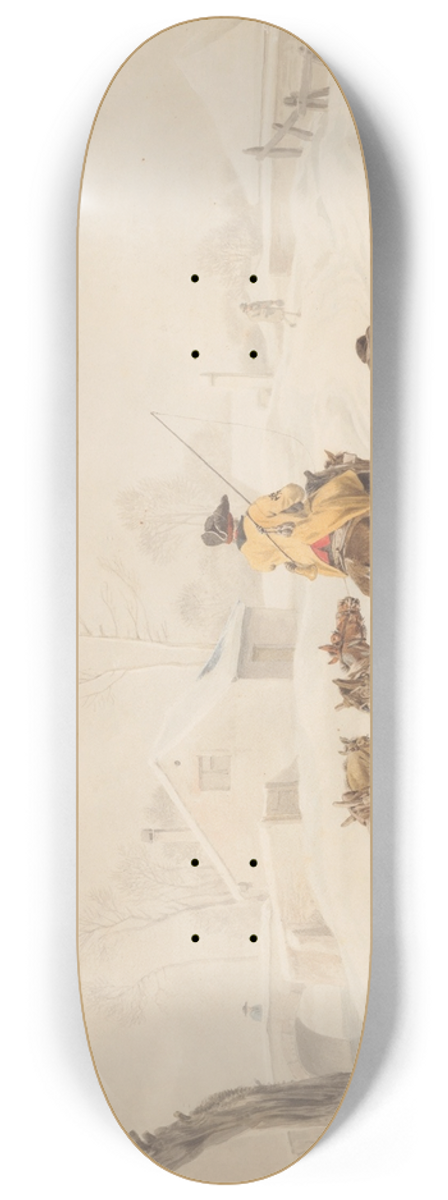 Wilhelm von Kobell - Postilion on Horse in a Winter Landscape 8.25 inch art skate deck