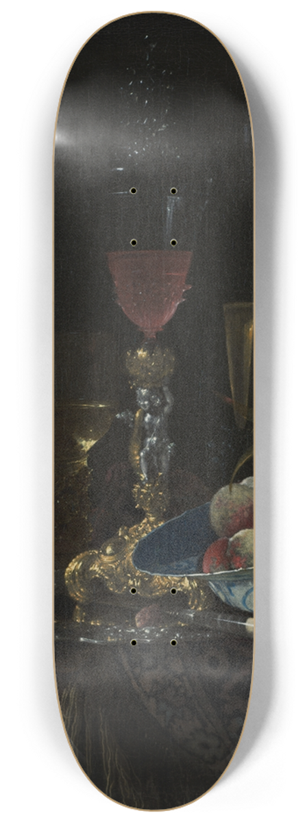 Willem Kalf - Wineglass and a Bowl of Fruit 8.25 inch art skate deck