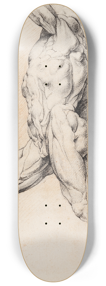 Willem Panneels - Anatomisk studie corch En gende, flet mand med lftet venstre arm, venstre drejet 8.25 inch art skate deck