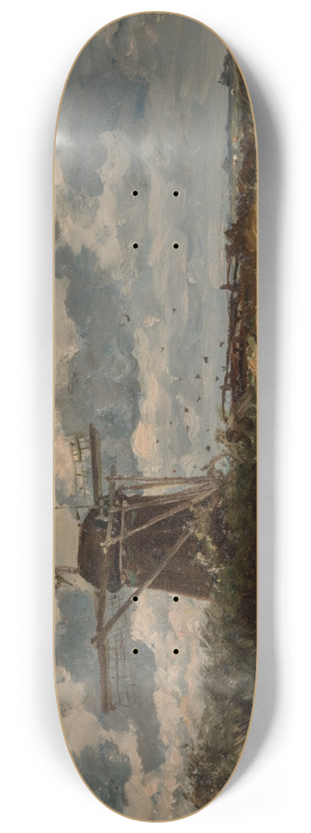 Willem Roelofs - Bords du Gein pres dAbcoude; the river Gein near Abcoude 8.25 inch art skate deck