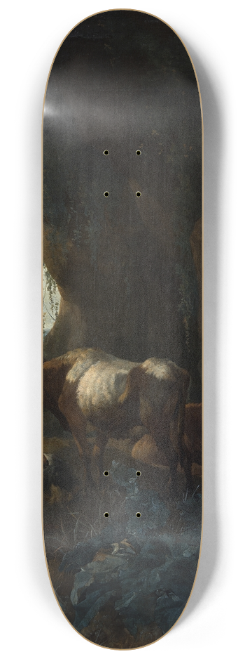 Willem Romeyn - A Shepherd and Cattle in a Cave 8.25 inch art skate deck