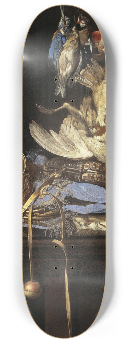 Willem van Aelst - Still Life with Hunting Gear 8.25 inch art skate deck