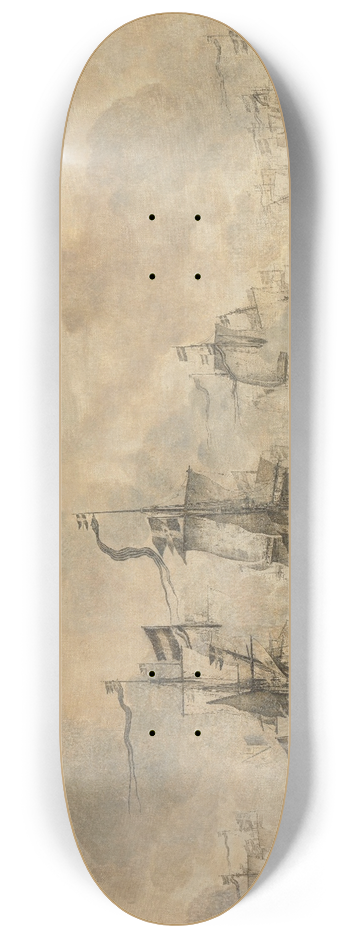 Willem van de Velde the Elder - Battle between the Dutch and Swedish Fleets, in the Sound, 8 November 1658 8.25 inch art skate deck