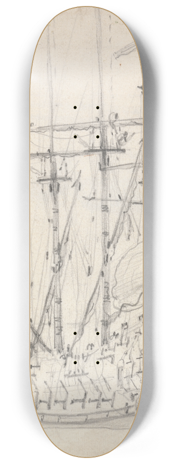 Willem van de Velde the Younger - An English Frigate at Anchor Viewed from the Port Quarter 8.25 inch art skate deck