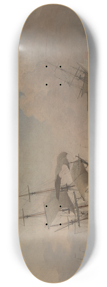 Willem van de Velde the Younger - English Warships Heeling in the Breeze Offshore 8.25 inch art skate deck