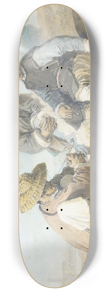 William Alexander - Three Chinese Figures Smoking,The Bridge Pagoda, ShanghaiBeyond 8.25 inch art skate deck