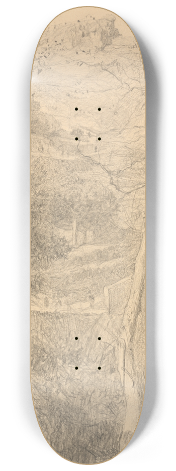 William Blake Richmond - Town on a Hillside 8.25 inch art skate deck