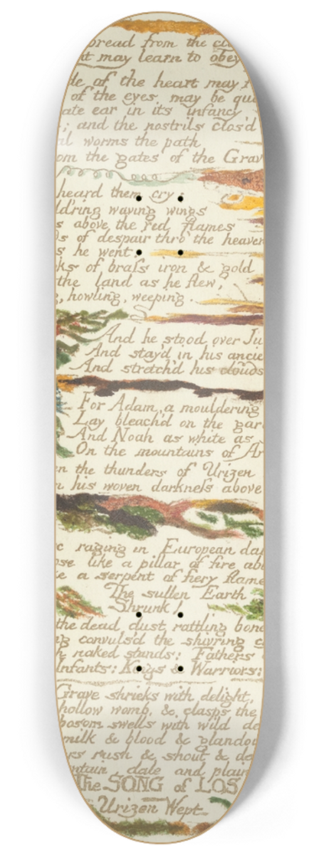 William Blake - The song of Los. Lambeth Pl.7 8.25 inch art skate deck