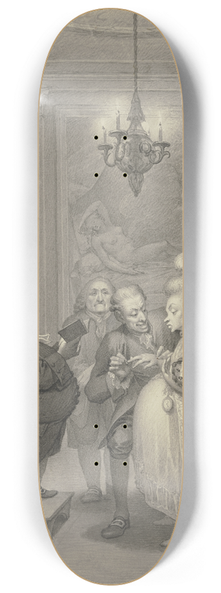 Augusto Nicodemo - Vermhlung eines buckeligen Paares in einem Empireraum bei Kerzenlicht 8.25 inch art skate deck