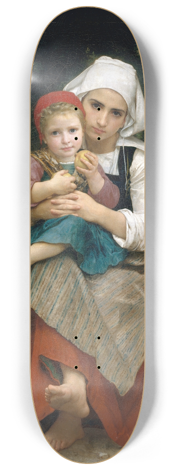 William Bouguereau - Breton Brother and Sister 8.25 inch art skate deck