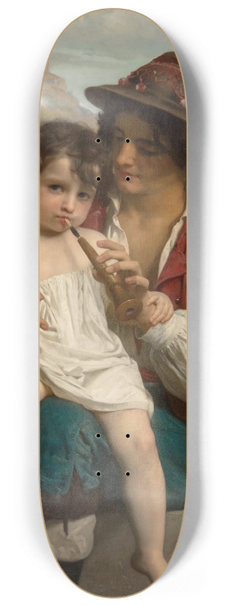 William Bouguereau - La leon de flte 8.25 inch art skate deck