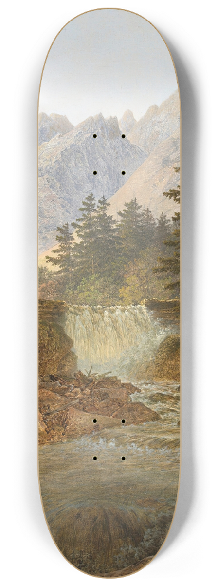 August Piepenhagen - Gebirgslandschaft Mit Wanderer (The Wanderer) 8.25 inch art skate deck