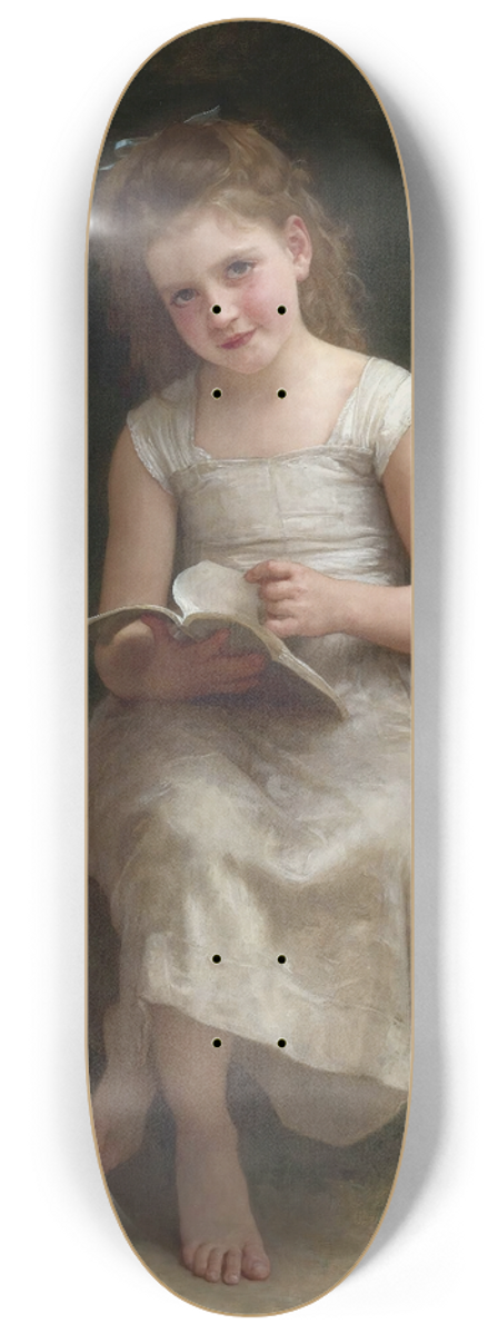 William Bouguereau - La Liseuse 8.25 inch art skate deck