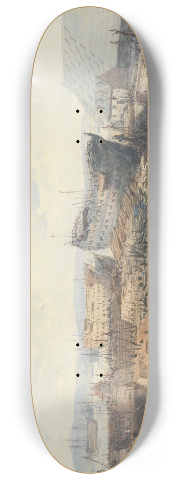William Callow - Plymouth Dockyard after the Fire 8.25 inch art skate deck