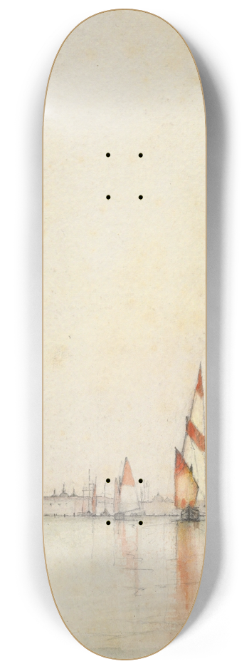 William Gedney Bunce - Boats on the Lagoon,Venice 8.25 inch art skate deck