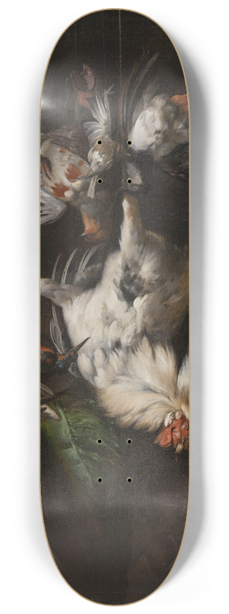 William Gouw Ferguson - Still life with a white rooster 8.25 inch art skate deck