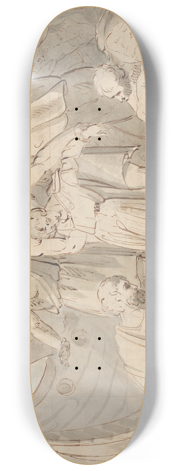 William Hamilton - Historical Subject with Men and a Boy Near a Ship 8.25 inch art skate deck