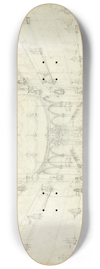 Augustus Charles Pugin - Study for An Oratorio-Covent Garden Theater, from Microcosm of London 8.25 inch art skate deck