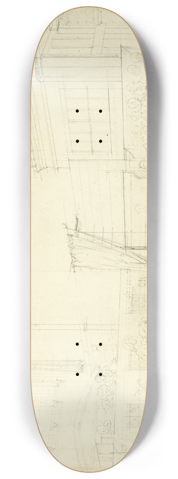 Augustus Charles Pugin - Study for Court of Exchequer, from Microcosm of London 8.25 inch art skate deck