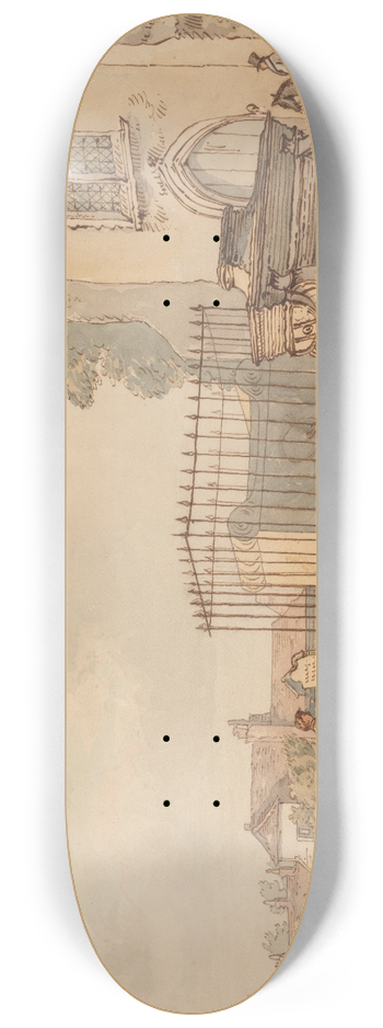 William Henry Hunt - Bushey Churchyard with the Tombs of Edridge, Hearne and H. Monro 8.25 inch art skate deck