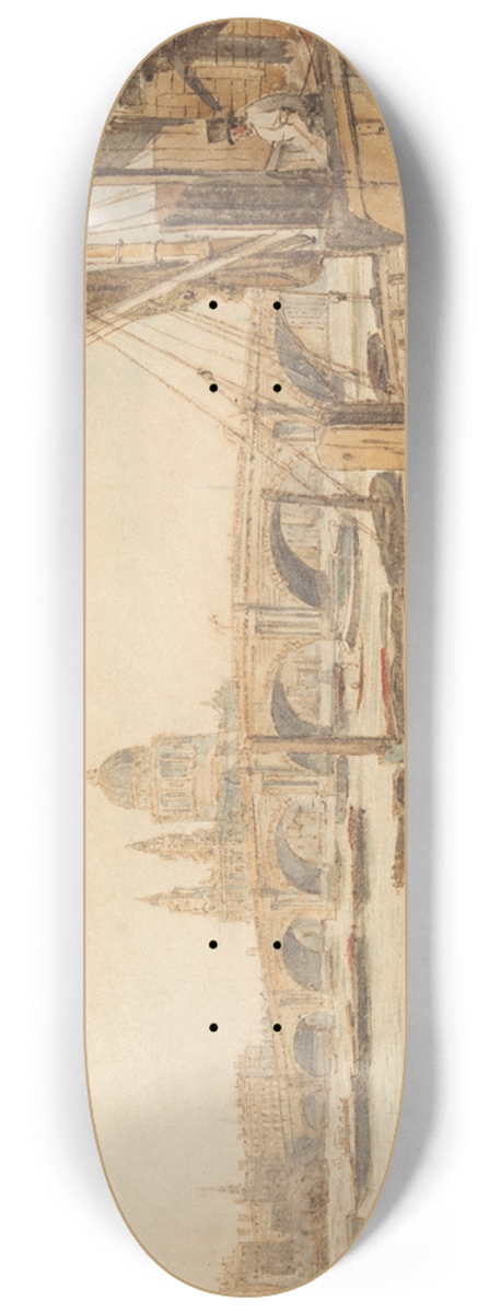William Henry Hunt - St. Pauls Cathedral and Blackfriars Bridge 8.25 inch art skate deck
