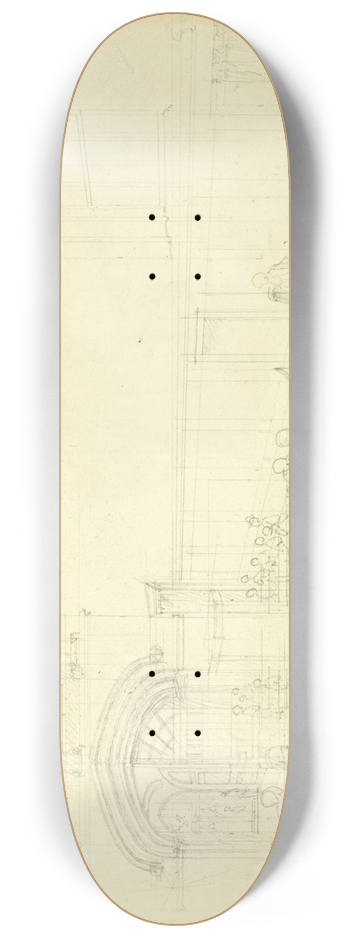 Augustus Charles Pugin - Study for Guild Hall, Examination of a Bankrupt Before His Creditors, from Microcosm of London 8.25 inch art skate deck
