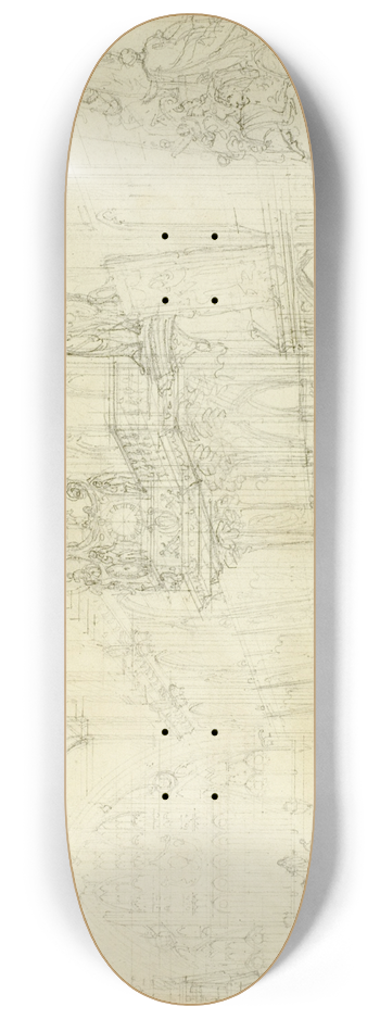 Augustus Charles Pugin - Study for Guild Hall, from Microcosm of London 8.25 inch art skate deck