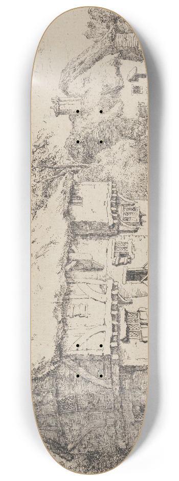 William Henry Pyne - Old Cottages 8.25 inch art skate deck