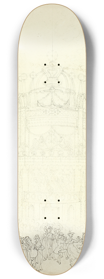 Augustus Charles Pugin - Study for Vauxhall Garden 8.25 inch art skate deck