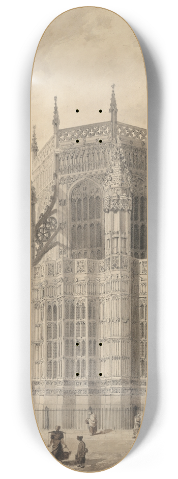 Augustus Charles Pugin - The exterior of the Henry VII Chapel, Westminster Abbey 8.25 inch art skate deck