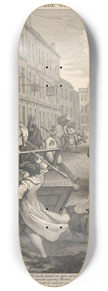 William Hogarth - The Second Stage of Cruelty; Second, Coachman Beating a Fallen Horse 8.25 inch art skate deck