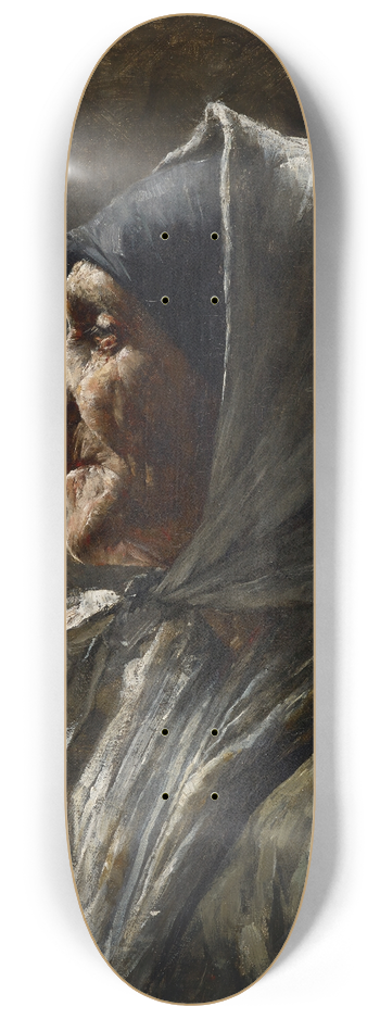 William J. Forsyth - Study Head (Old Woman) 8.25 inch art skate deck