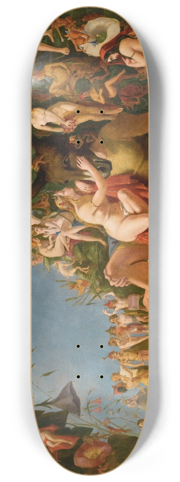 William John Montaigne - Scene from midsummer nights dream come sit thee down upon this flowery bed 8.25 inch art skate deck