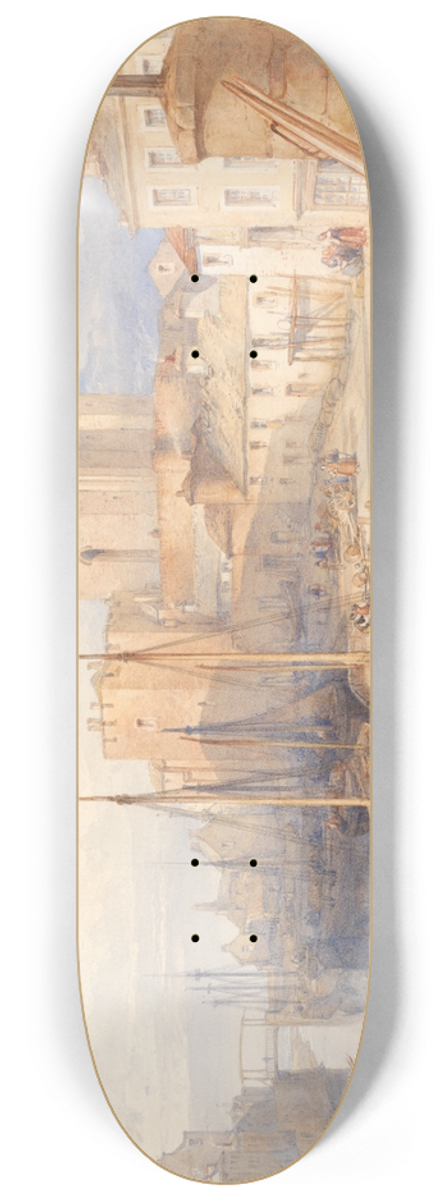 William Leighton Leitch - Castletown Harbour, Isle of Man 8.25 inch art skate deck