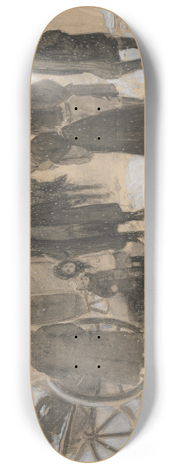 William Leroy Jacobs - Sketch for Christmas on the River 8.25 inch art skate deck